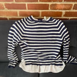 Joie Navy and White Striped Long Sleeve Top